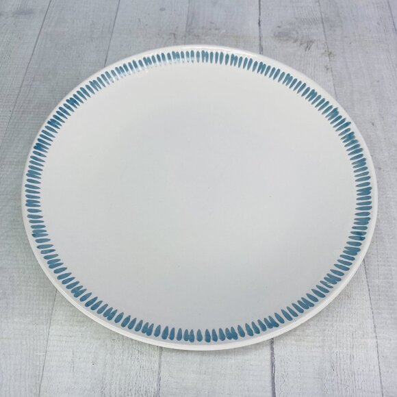 Rachael Ray SUN DAISY L008 Handpainted Blue Lines Stoneware Dinner Plate Set 4 - Picture 2 of 16